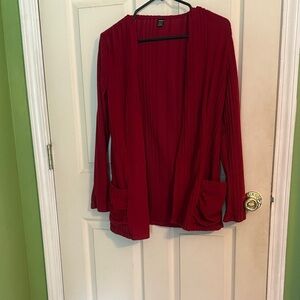 SHEIN Deep Red Open Front Cardigan